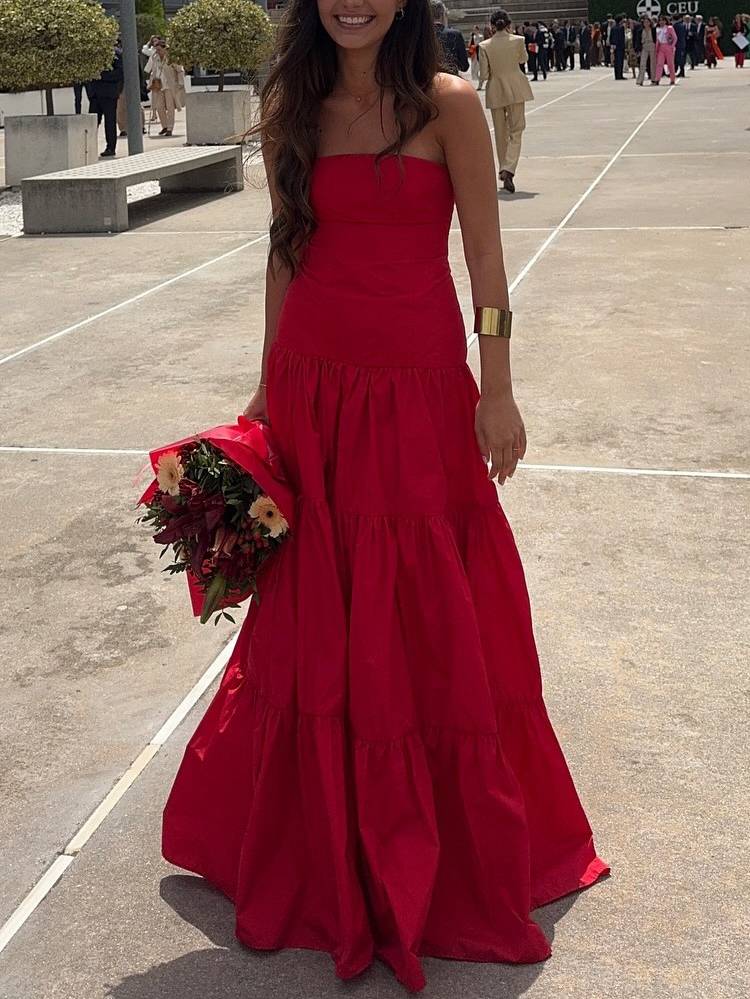 Ruffled Tube Top Maxi Dress