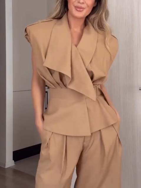 Vintage Belt Vest And Shorts Set - Vest