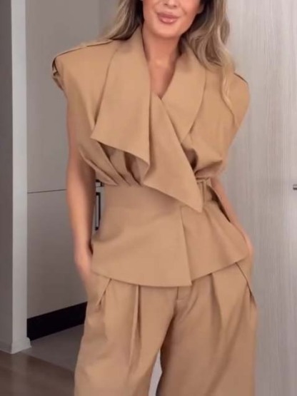 Vintage Belt Vest And Shorts Set - Vest