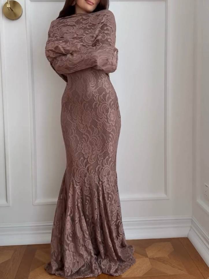 Lace Scarf Design Maxi Dress