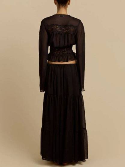 Bohemian Lace SPlicing Shirt And Skirt Set