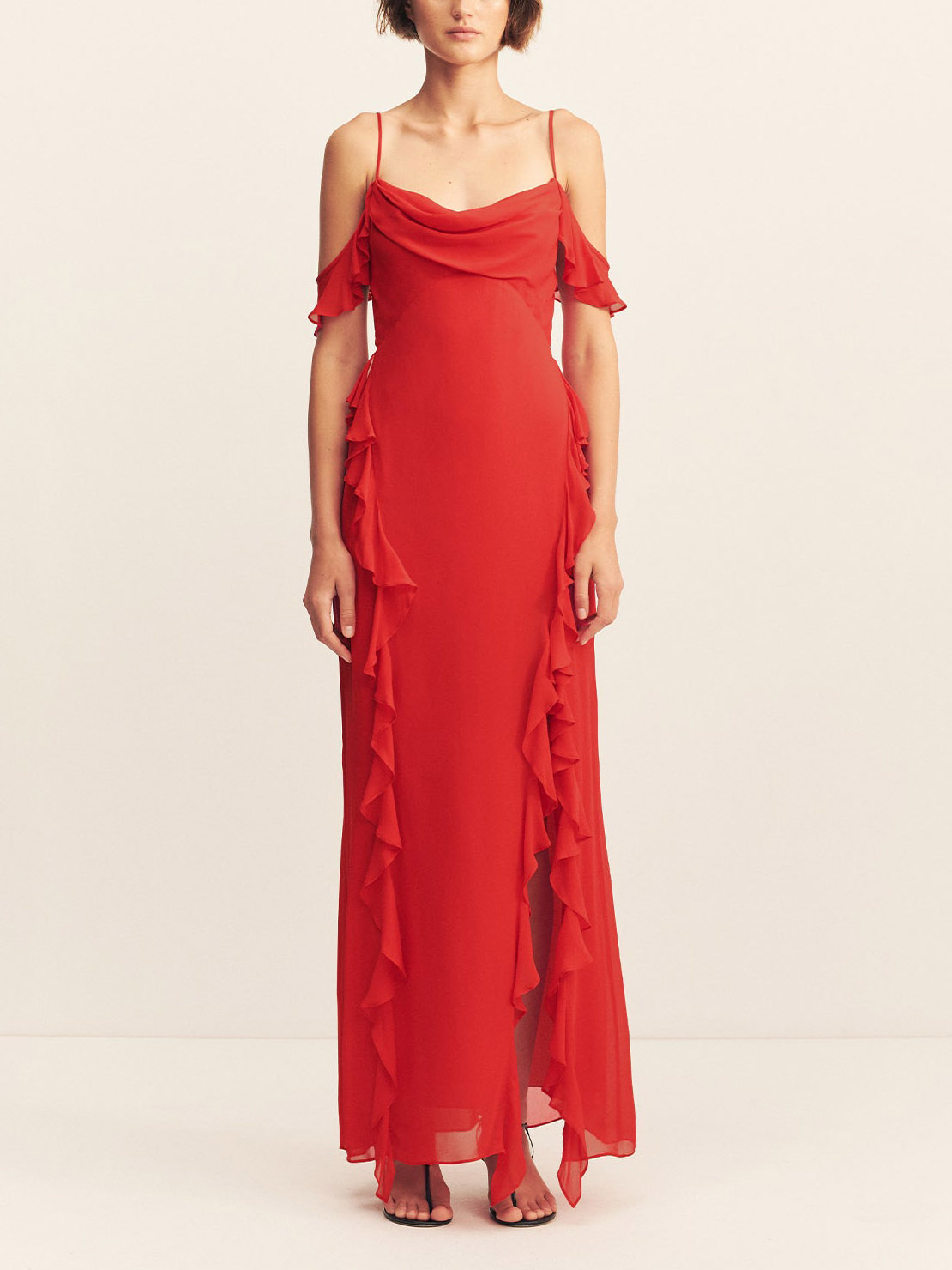 Elegant Ruffle Halter Neck Maxi Dress