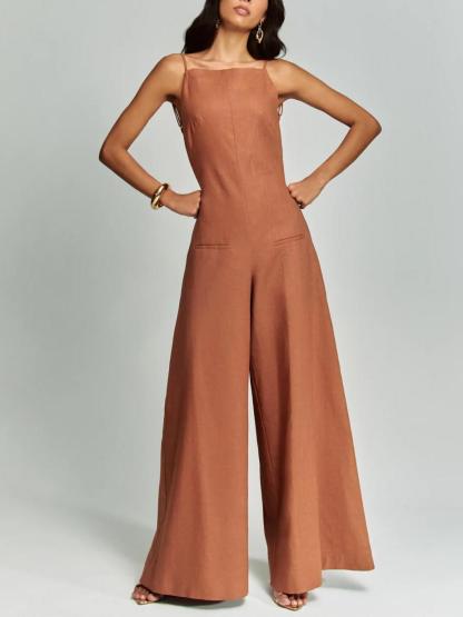 Casual Classic Suspender Wide Leg Jumpsuit