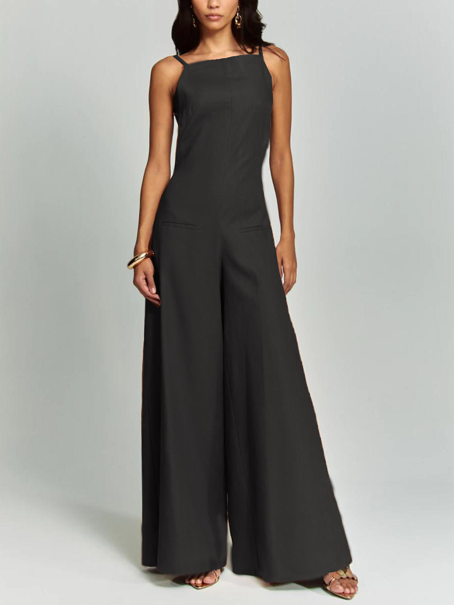Casual Classic Suspender Wide Leg Jumpsuit