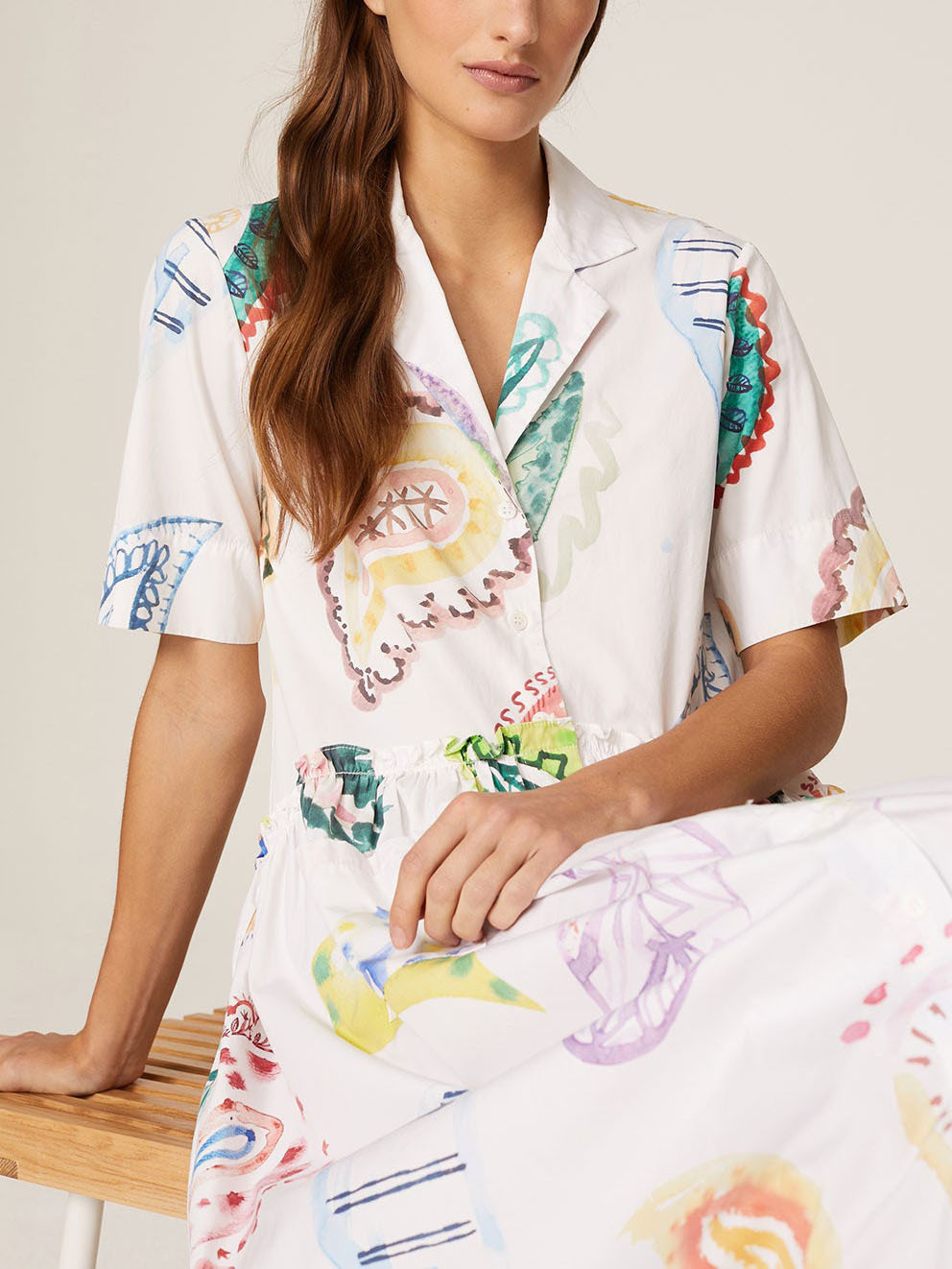 Exquisite Casual Painting Paisley Teardrop Pattern Shirt Maxi Dress