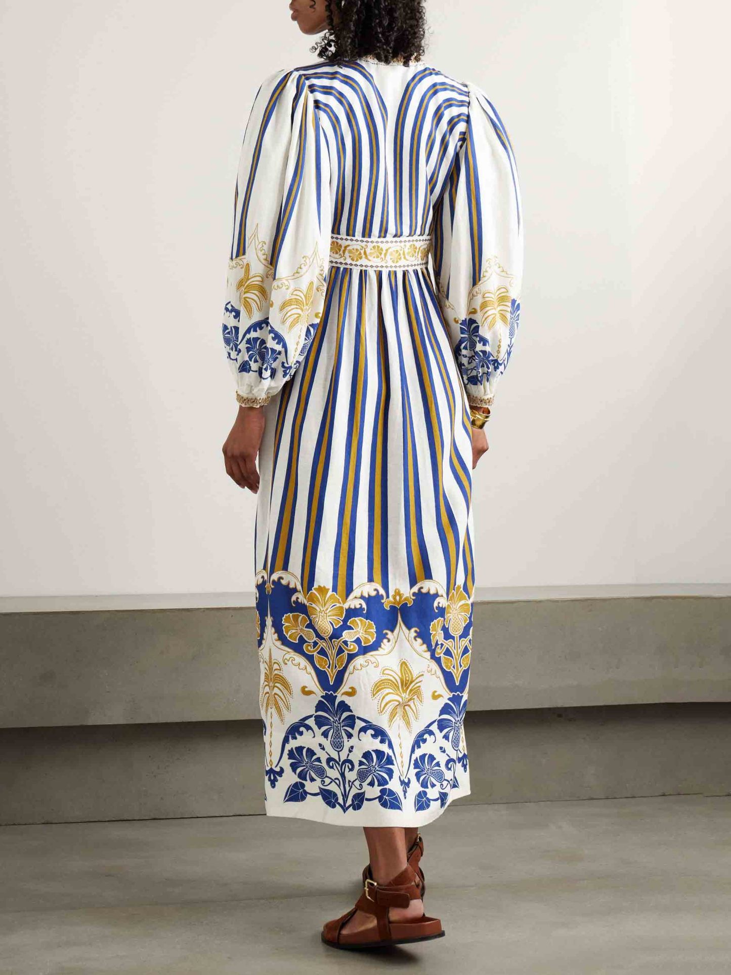 Retro Fun Pineapple Tropical Fruit Print Midi Dress