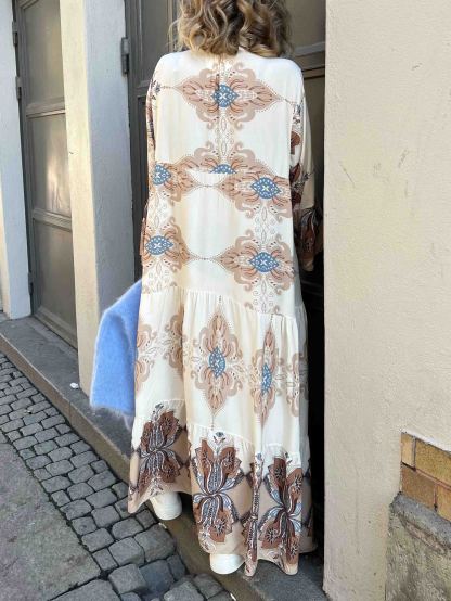 Casual Bohemian Print Tiered Hem Maxi Dress