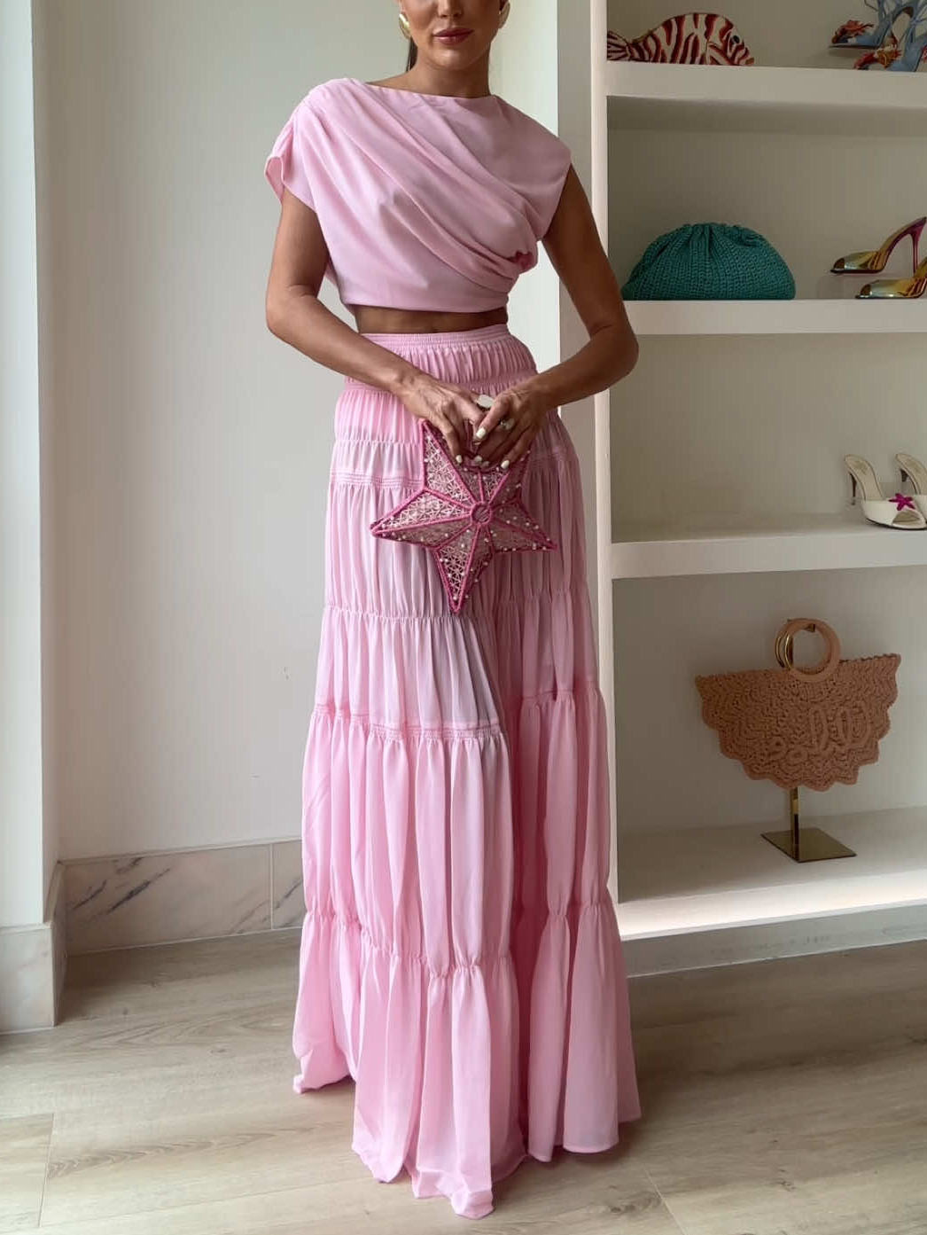 Elegant Pleated Flowing Maxi Skirt