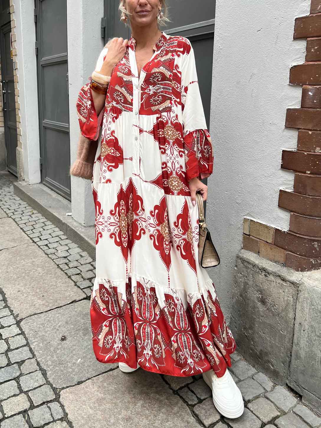 Casual Bohemian Print Tiered Hem Maxi Dress