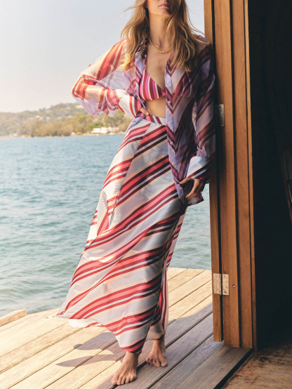 Stunning Colorful Stripe Print Skirt