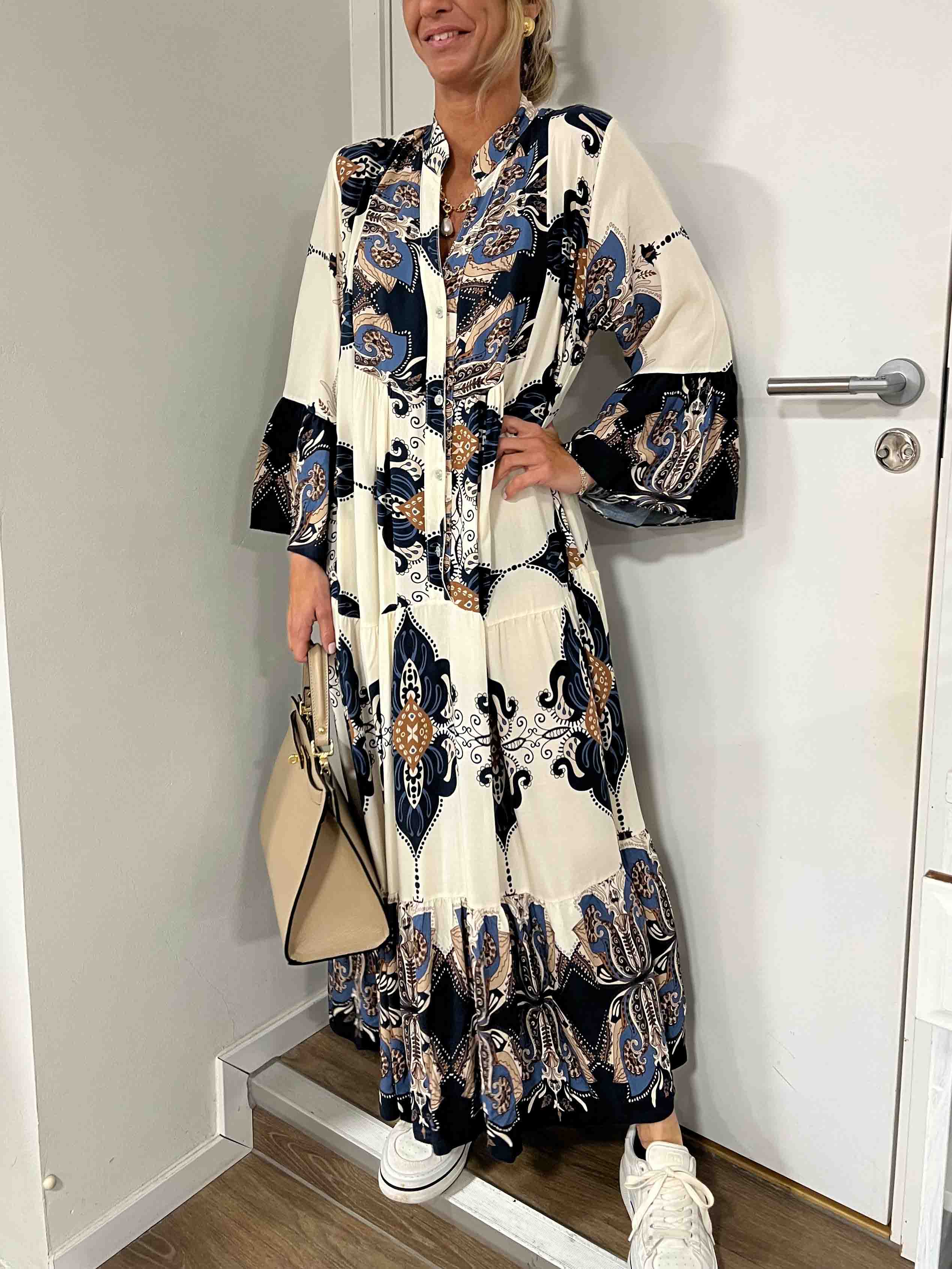 Casual Bohemian Print Tiered Hem Maxi Dress