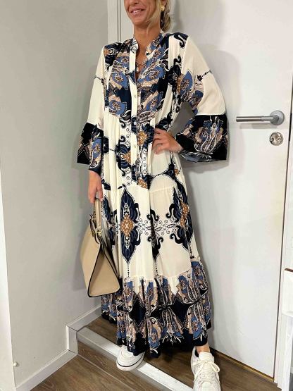 Casual Bohemian Print Tiered Hem Maxi Dress