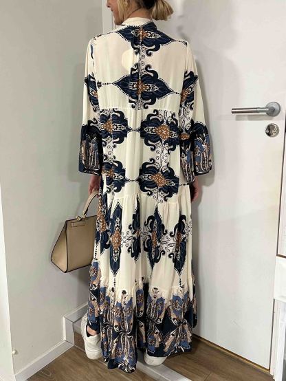 Casual Bohemian Print Tiered Hem Maxi Dress