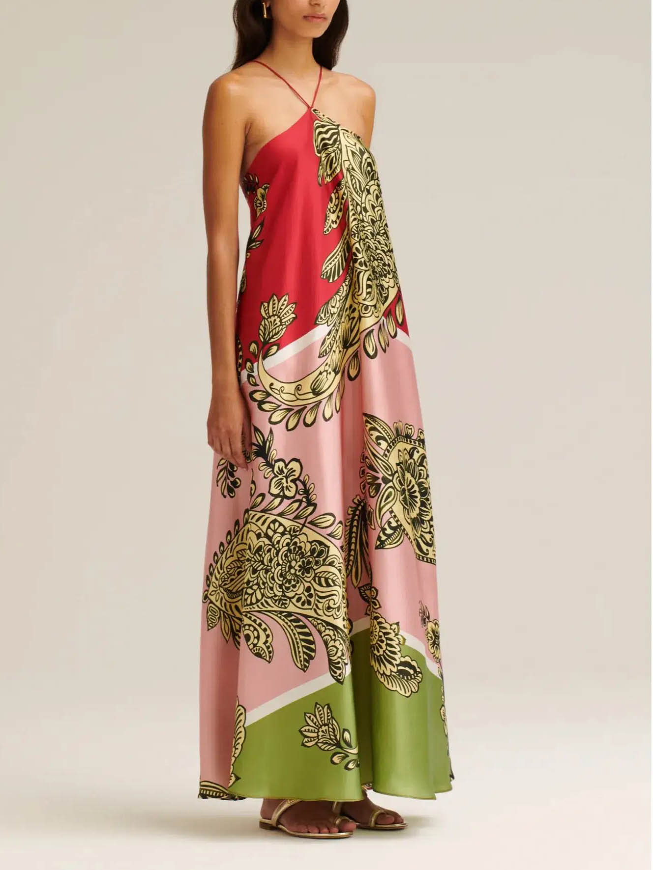 Retro Paisley Floral Print Maxi Dress