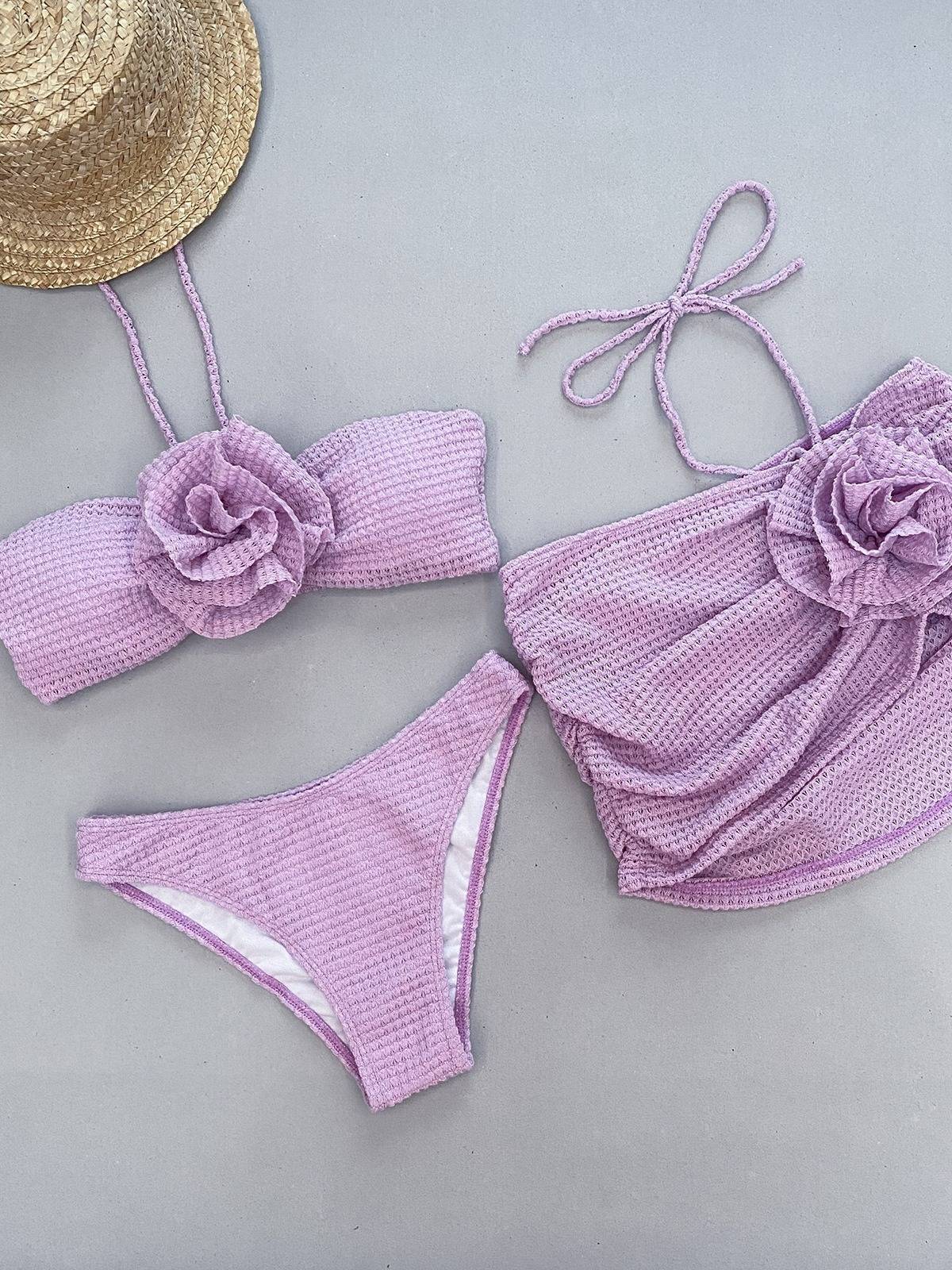 Three-dimensional Flower Bikini Three-piece set