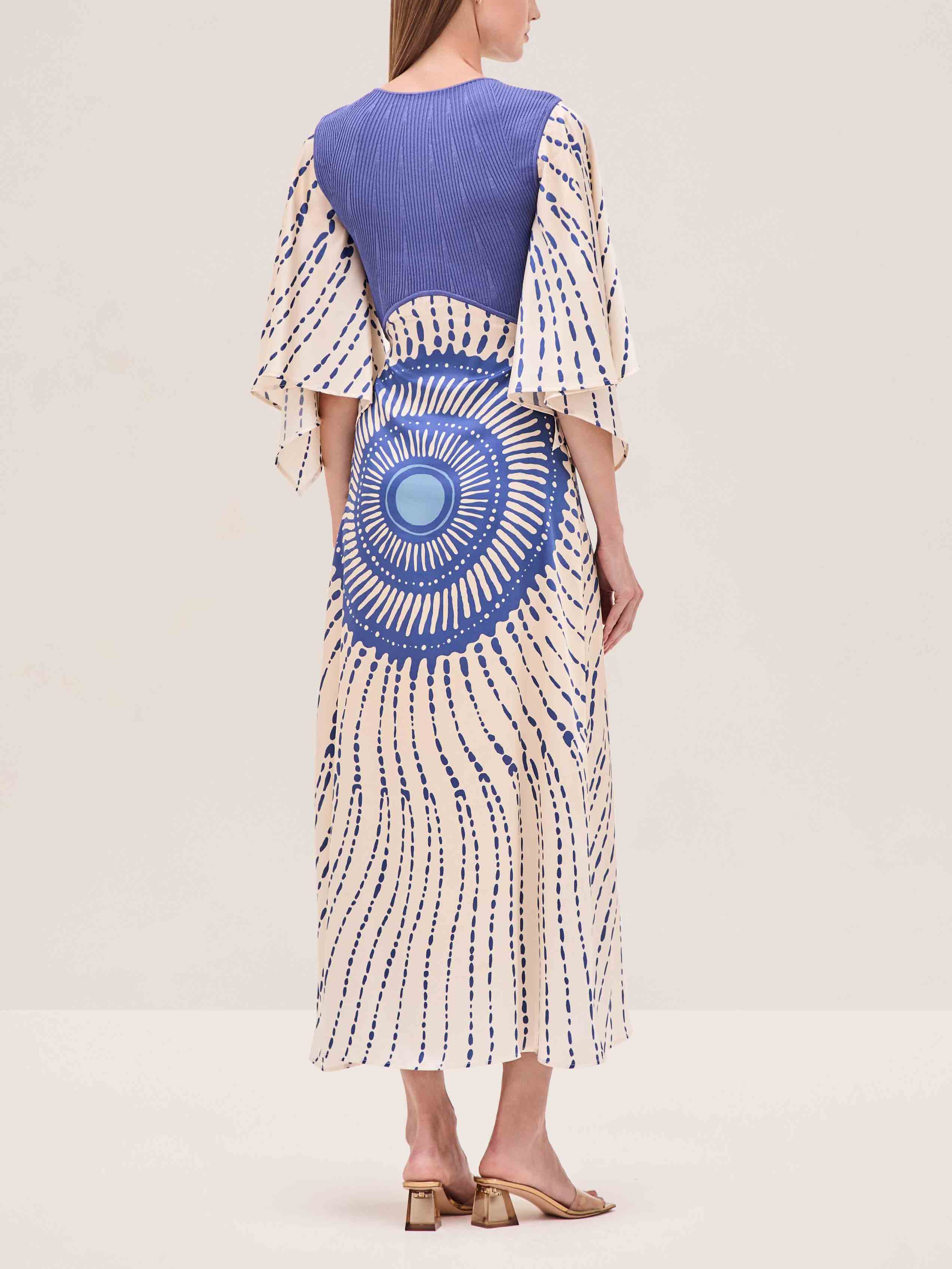 Unique Elegant Sunburst Print Midi Dress