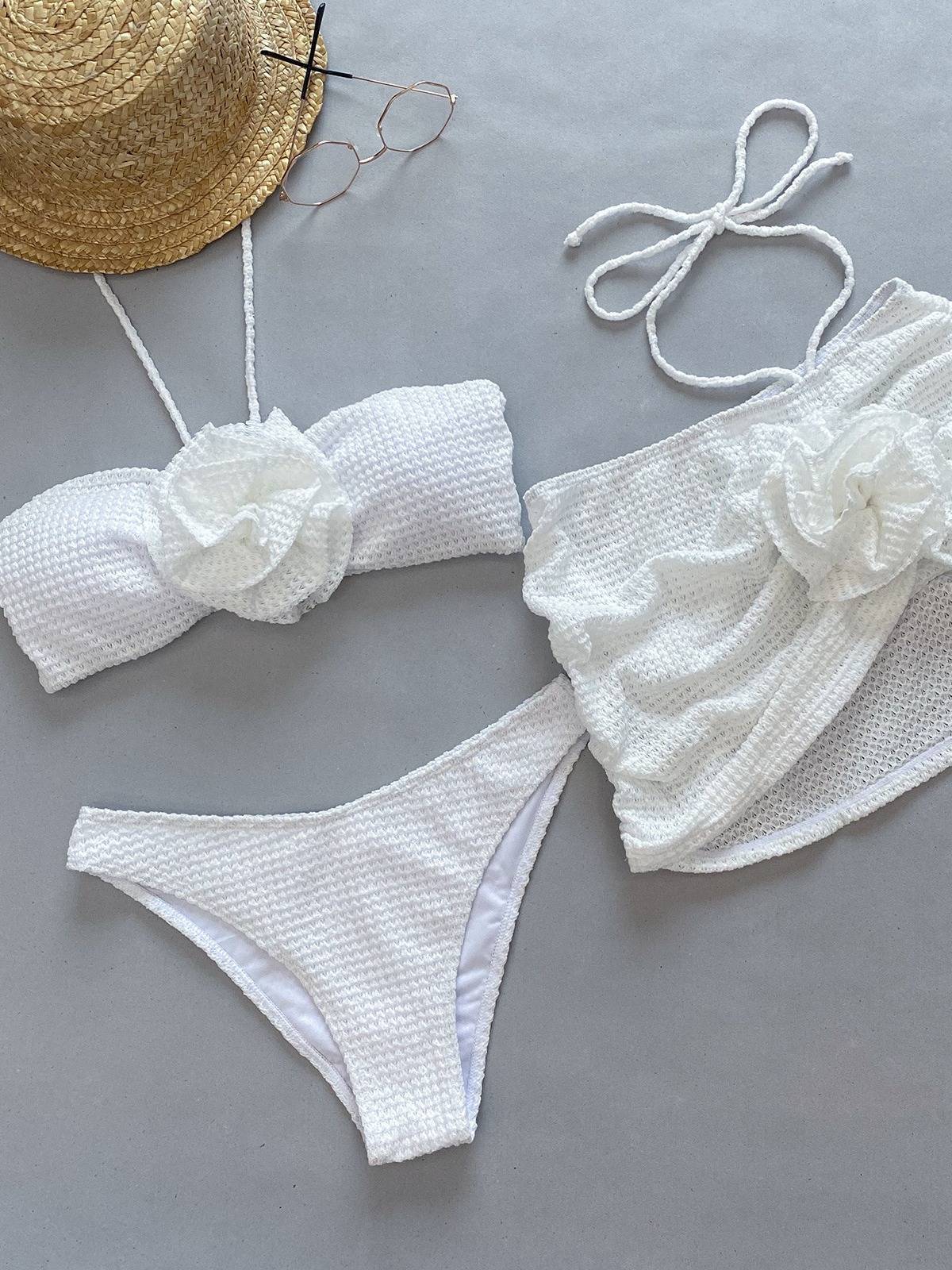 Three-dimensional Flower Bikini Three-piece set