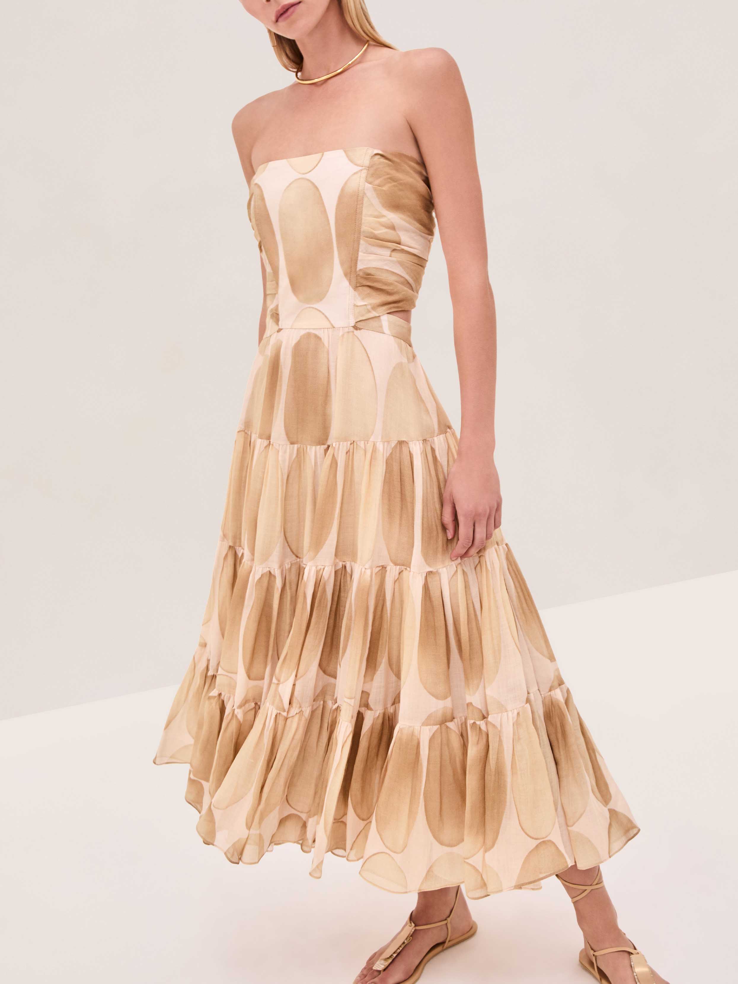 Exquisite Print Off-The-Shoulder Midi Dress