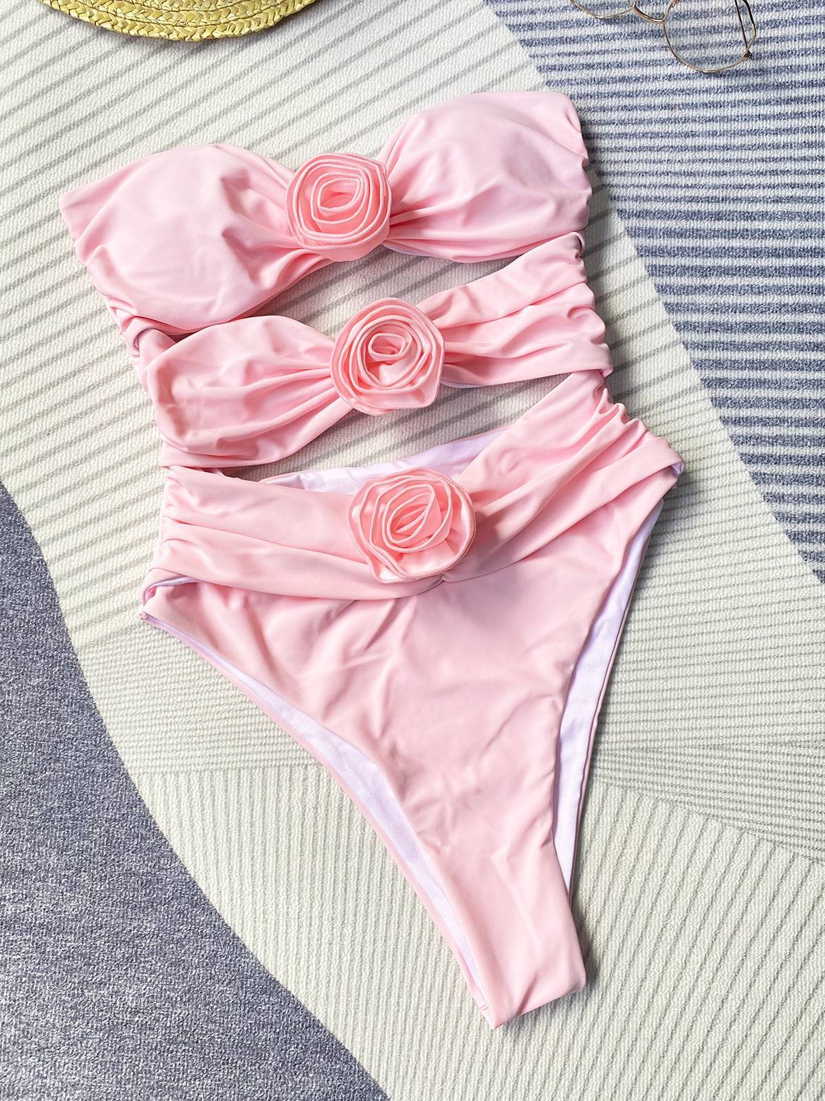 Three-dimensional Flower One-piece Swimsuit