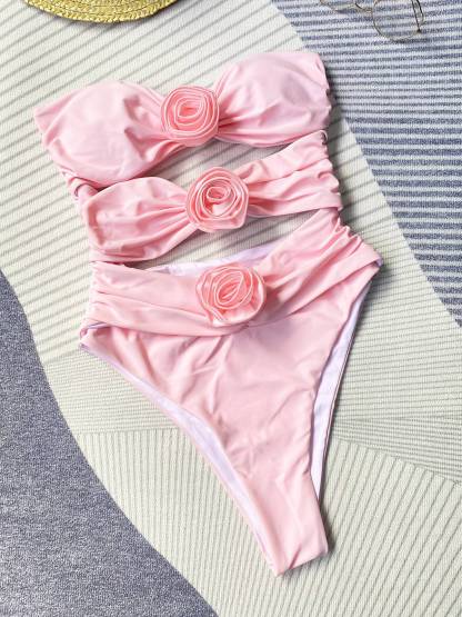 Three-dimensional Flower One-piece Swimsuit
