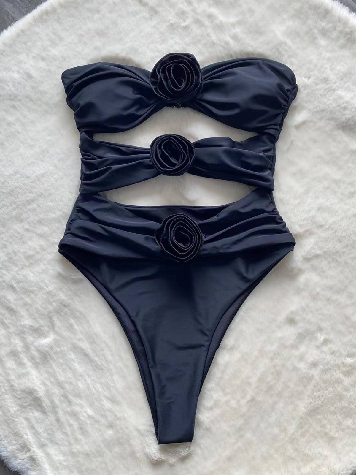 Three-dimensional Flower One-piece Swimsuit