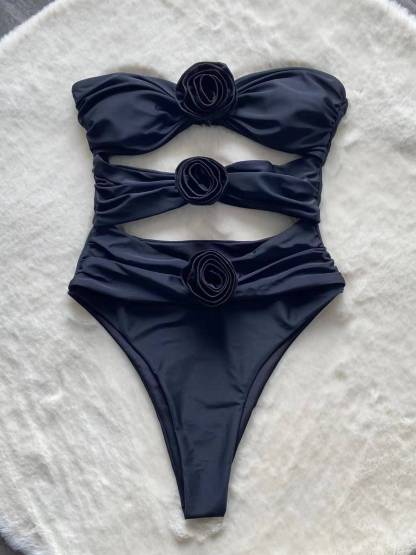 Three-dimensional Flower One-piece Swimsuit