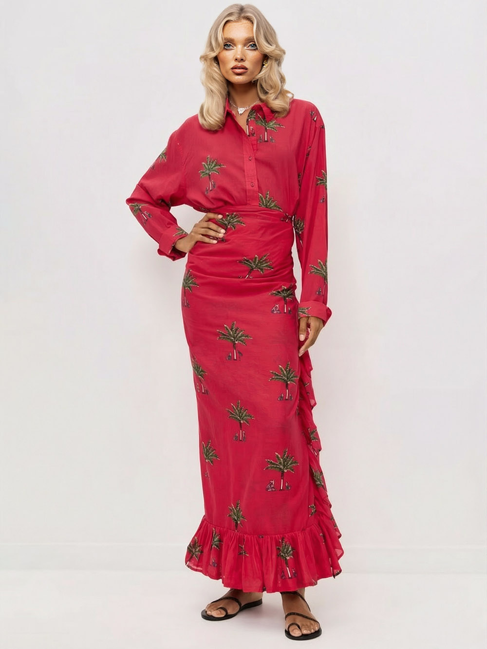 Casual Printed Wrap-Style Tie-Front Skirt