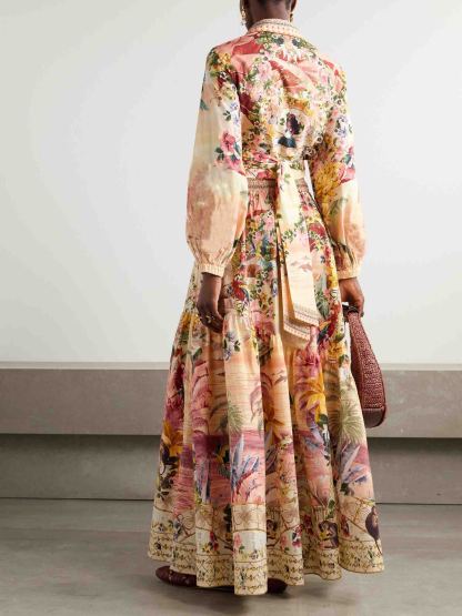 Exquisite Tropical Sunset Floral Print Skirt