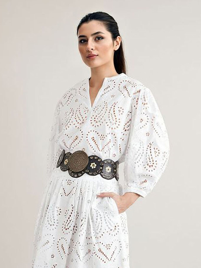 Elegant Cutout Embroidered Lace Skirt