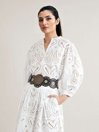 Elegant Cutout Embroidered Lace Skirt