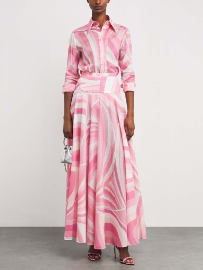 Exquisite Geometric Print Flared Skirt