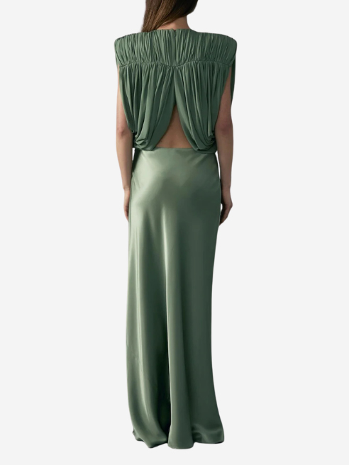 Elegant Ruched Crop Top & Satin Midi Skirt Set
