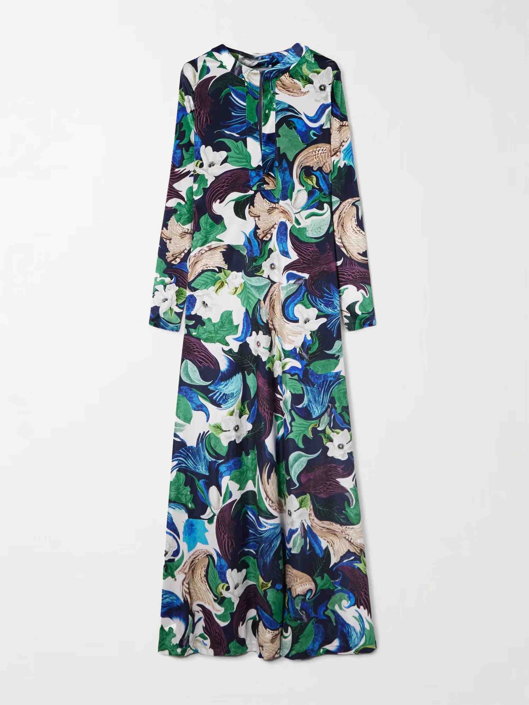 Unique Floral Print Long-sleeved Maxi Dress