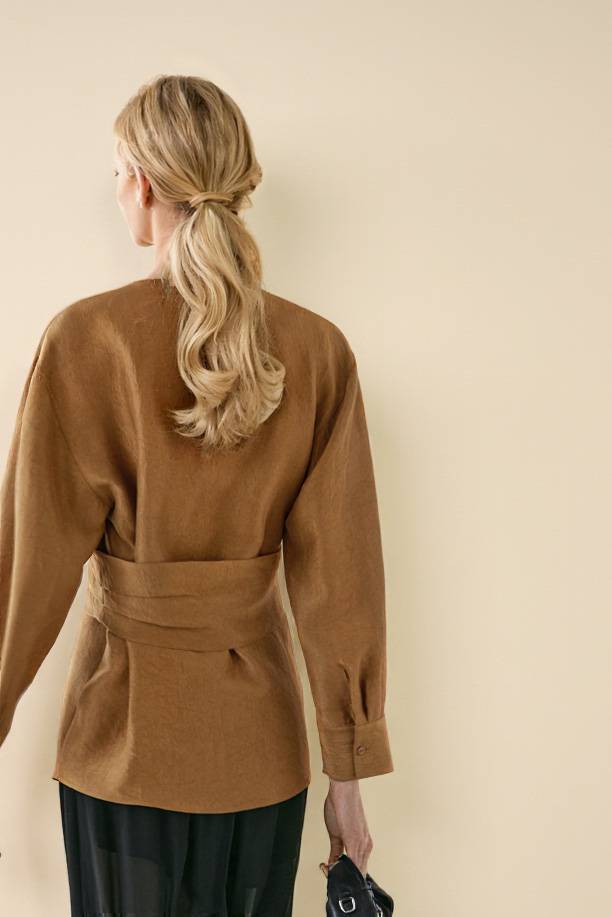 Cross Design Loose Shirt And Lantern Pants Set