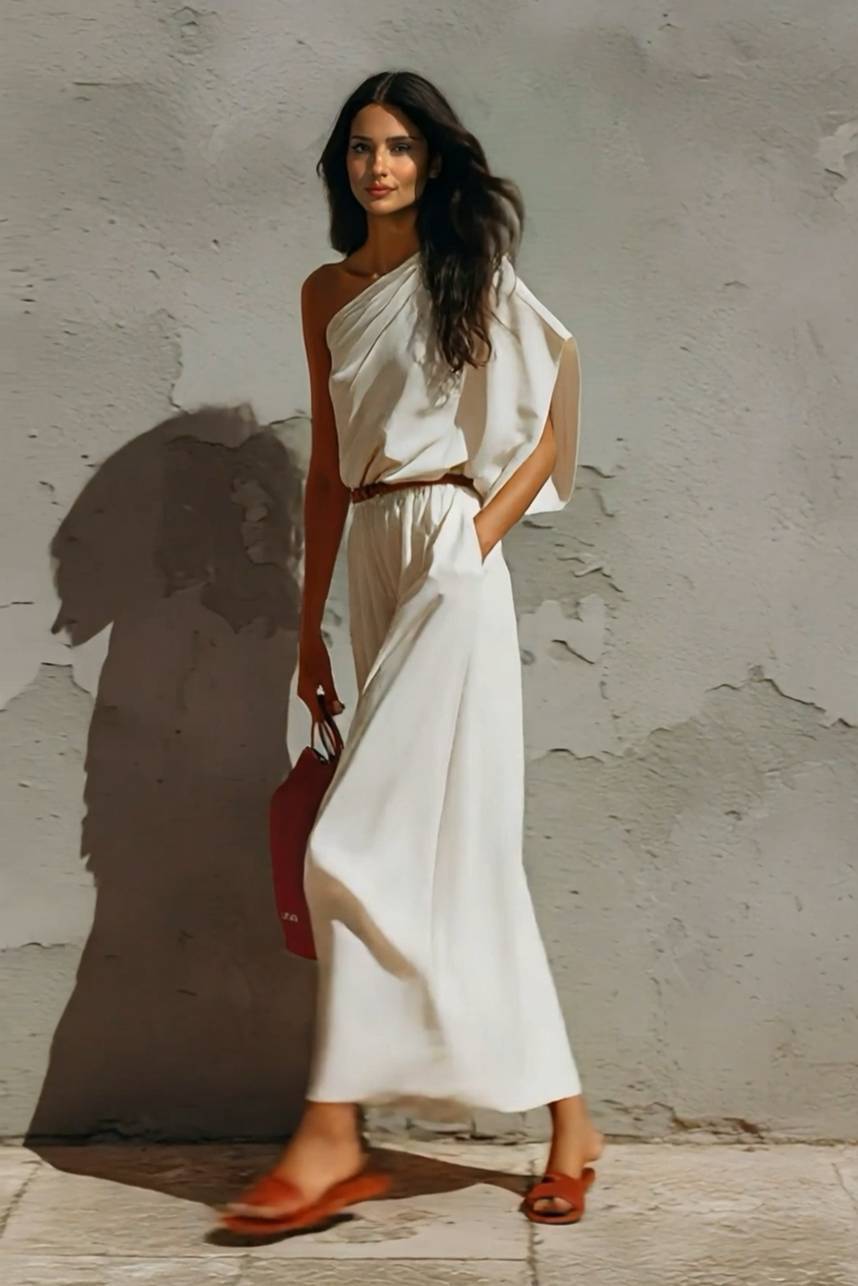 Slant Shoulder Design Dress