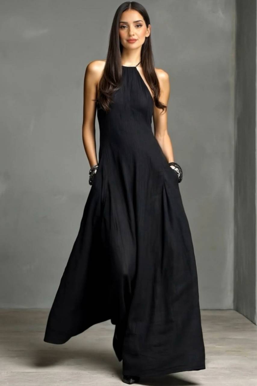 Vacation Style Halter-neck Maxi Dress