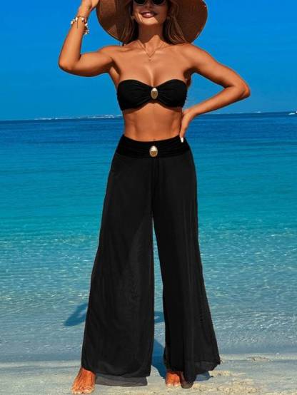 Bikini Wide Leg Pants Beach Three-Piece Set