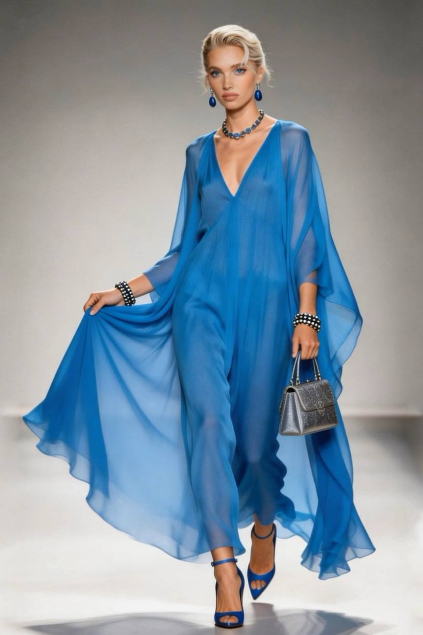 V-Neck Chiffon Maxi Dress