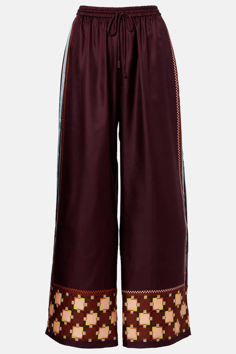 Conjunto de top de tirantes estampado y pantalón de pierna ancha