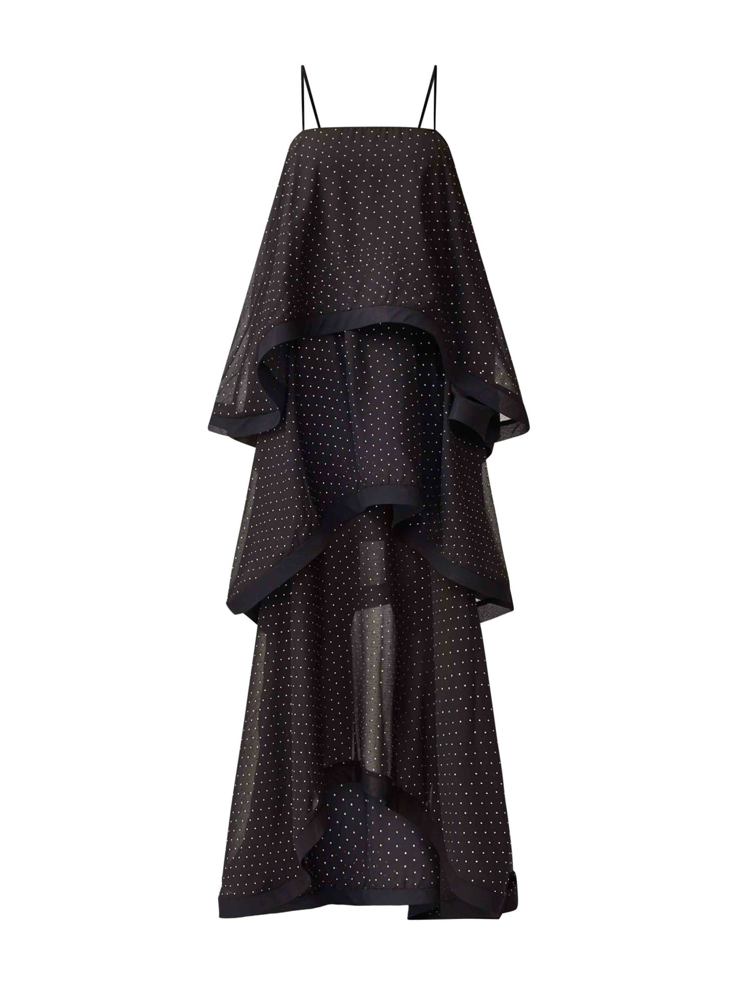 Egant Black Polka Dot Tiered Ruffle Maxi Dress