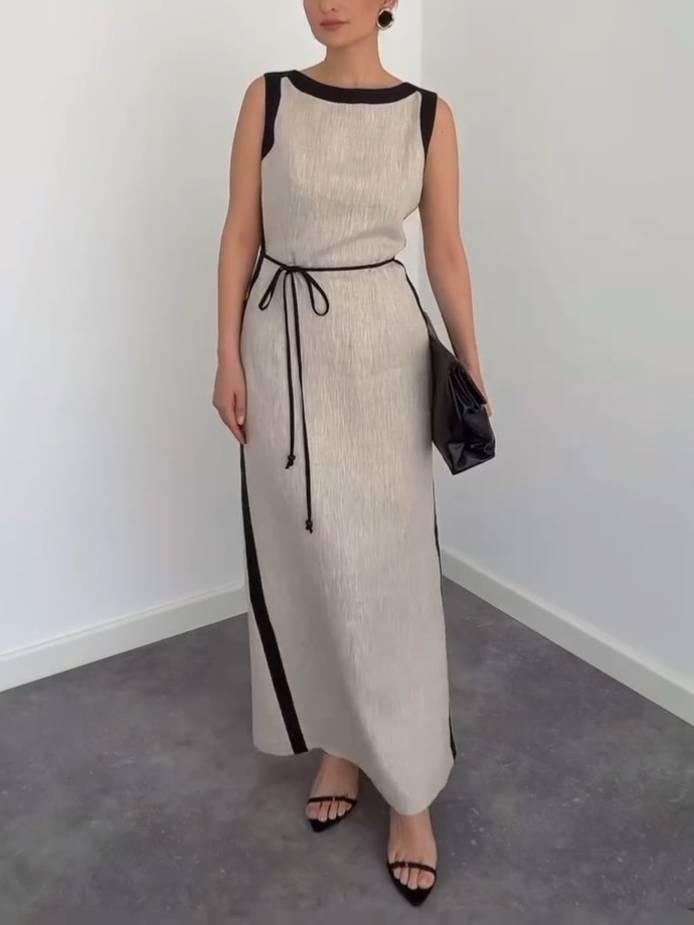 Minimalist Color Contrast Dress