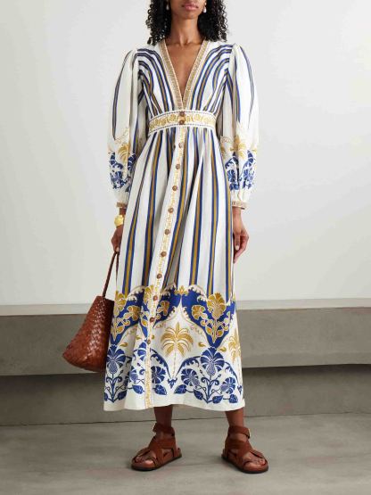 Retro Fun Pineapple Tropical Fruit Print Midi Dress