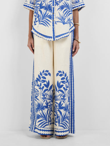 Exquisite Botanical Print Wide-leg Pants