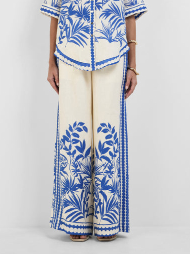 Exquisite Botanical Print Wide-leg Pants