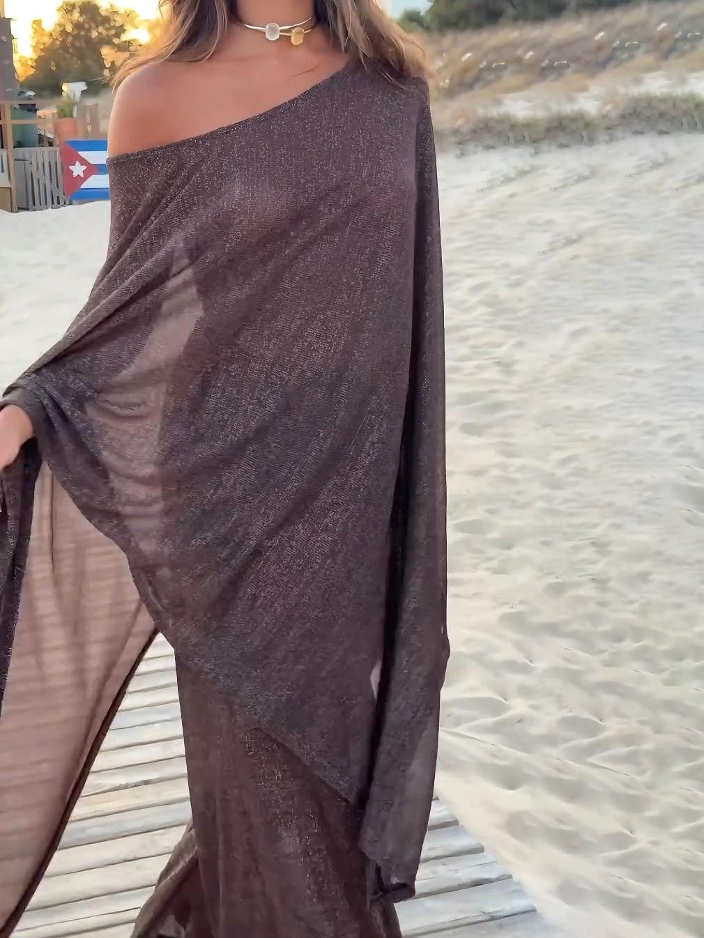 Exquisite Asymmetrical Shawl Pants Two-Piece Set