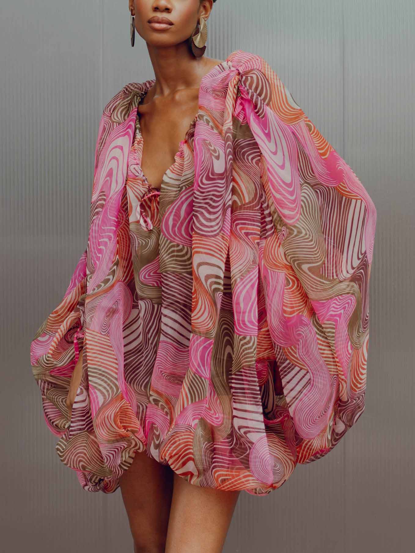 Playful Art Print Bubble Mini Dress