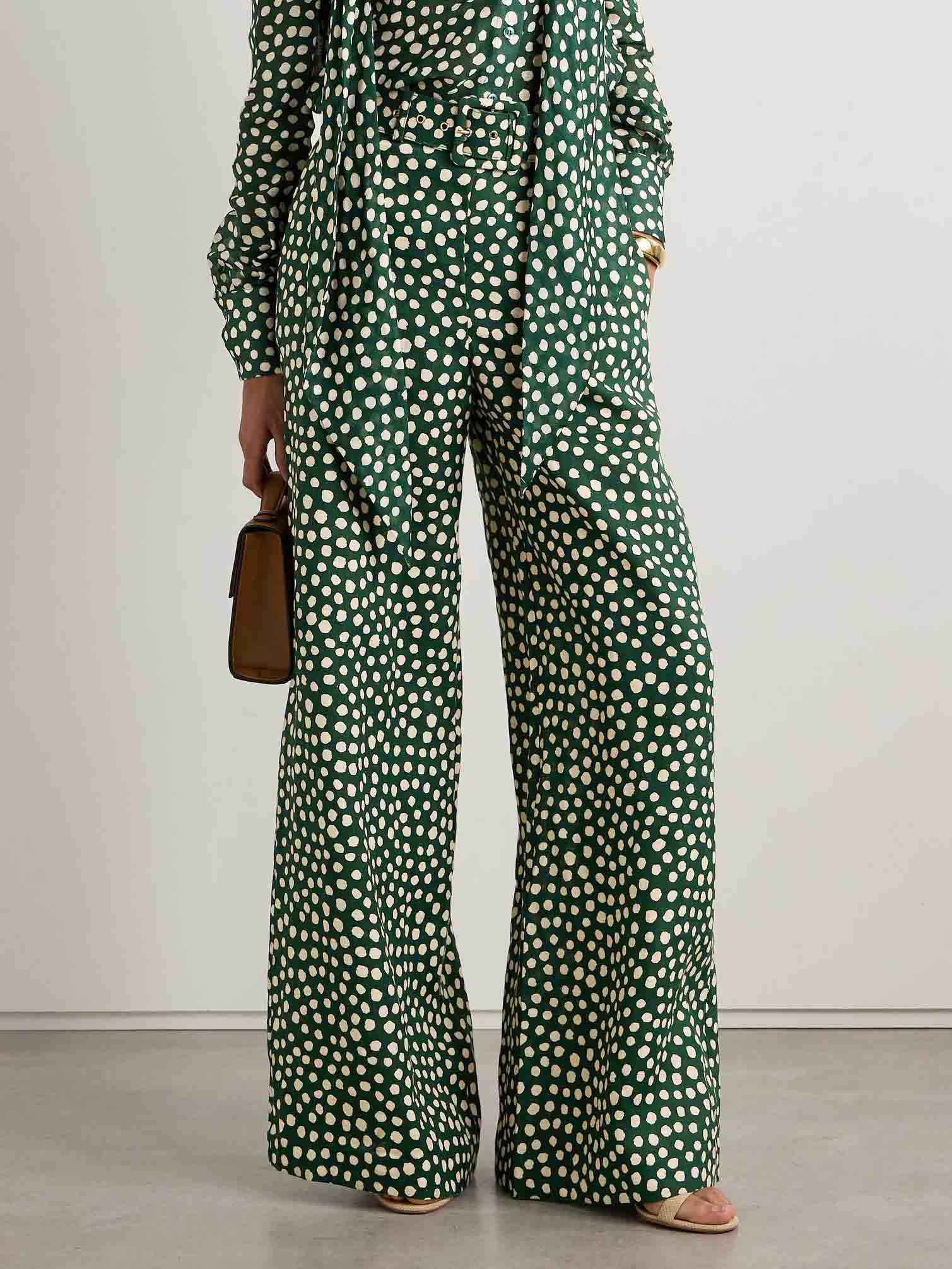Retro Playful Polka Dots Print Wide-leg Pants