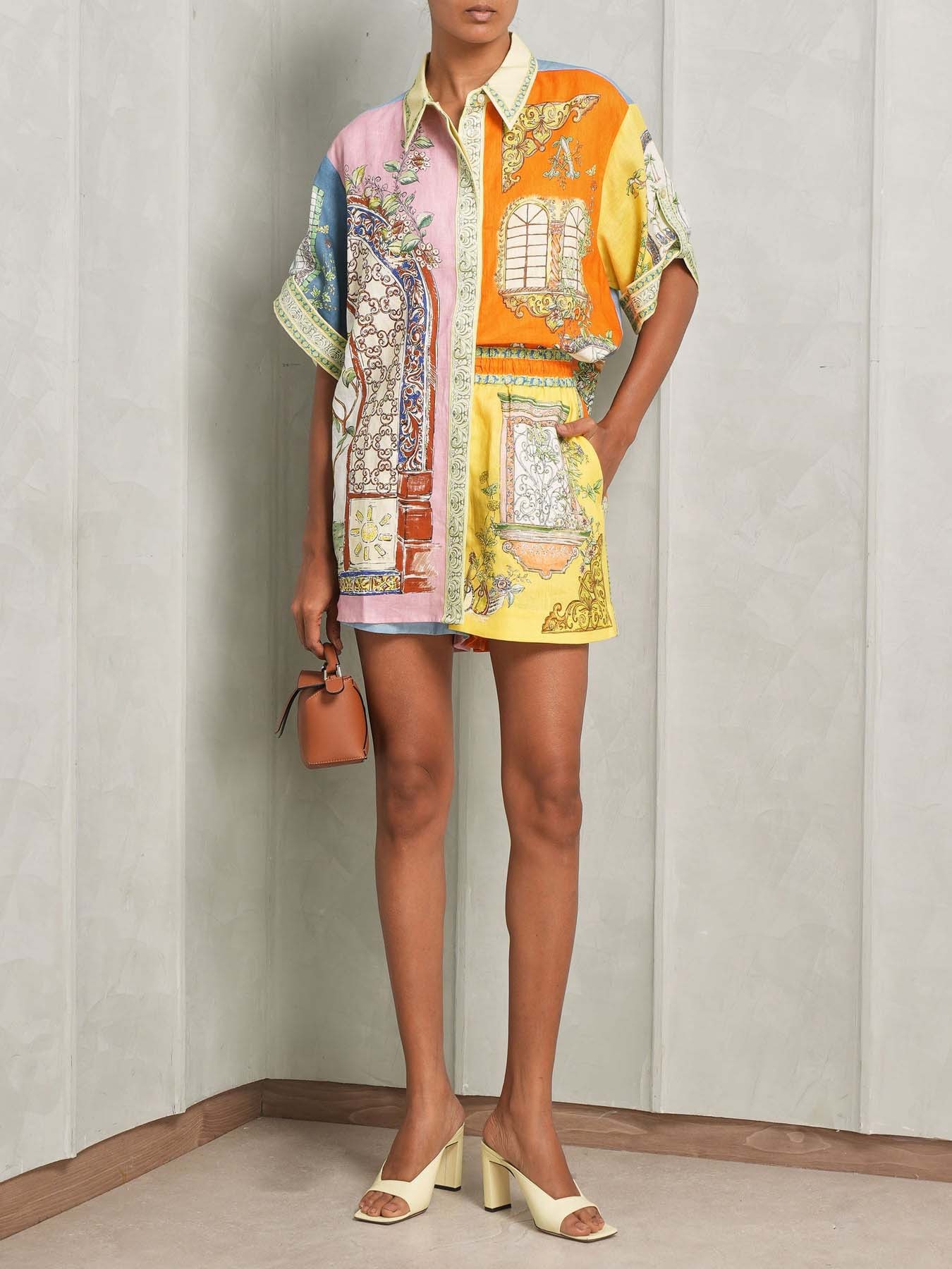 Exquisite Unique Print Button Shorts Two-piece Set