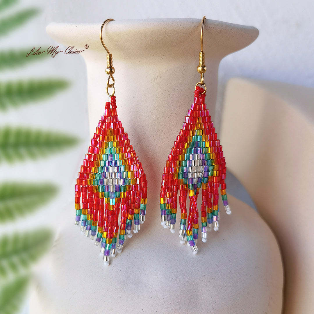 Beaded Tassel Boho Earrings