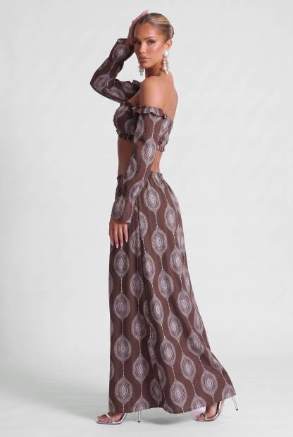 Paisley Print Strapless Top And Dress Set-Bohemian Summer Beach Holiday Set